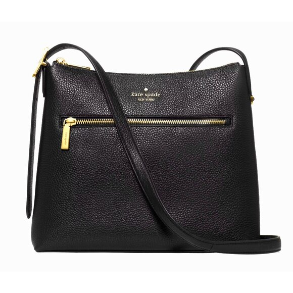 New Kate Spade 454 Large Swingpack Buckle Crossbody Pebble Leather Black - Picture 1 of 5